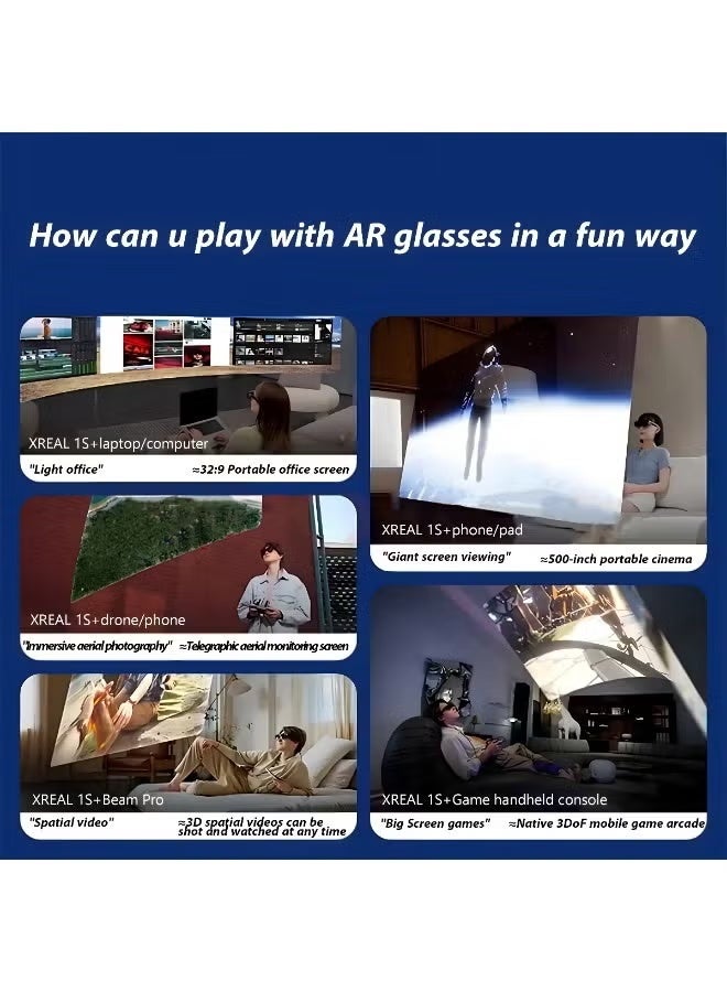 اكسريال نظارات XREAL 1S VR الذكية الجديدة في رمضان 2026 - نظارات واقع معزز خفيفة الوزن مع شاشة غامرة متوافقة مع الهواتف الذكية وأجهزة الكمبيوتر الشخصية وأجهزة الألعاب. - Image 4