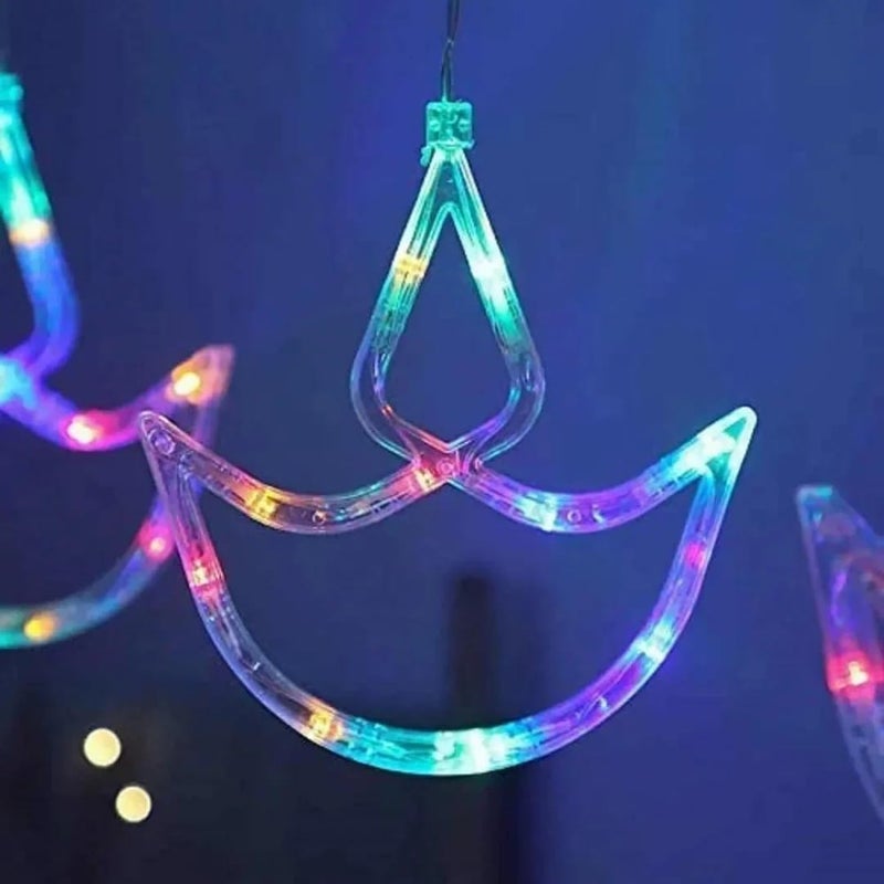 Chronos Diya Curtain Lights 12 Diya Hanging Light with 8 Flashing Modes Decoration for Diwali Mandir Home Office Multi Pixel LED - Image 2