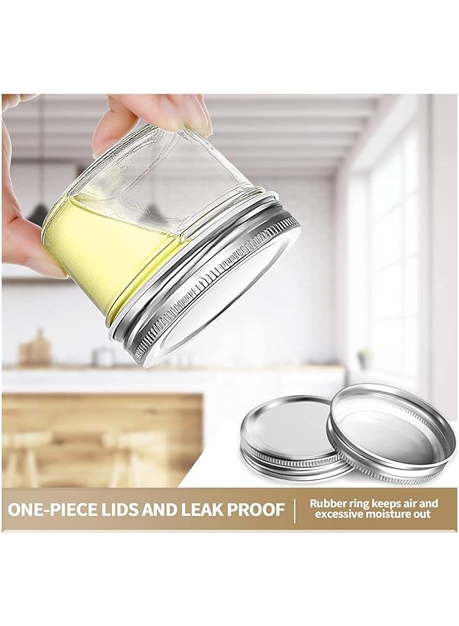 فوفو برطمانات زجاجية بغطاء سعة 4 أونصة، برطمانات ماسون صغيرة ذات فوهة واسعة، برطمانات تعليب صغيرة للعسل والمربى والهلام وأطعمة الأطفال وهدايا الزفاف وهدايا الاستحمام وبرطمانات التوابل للمطبخ والمنزل، مجموعة من 12 قطعة - Image 3