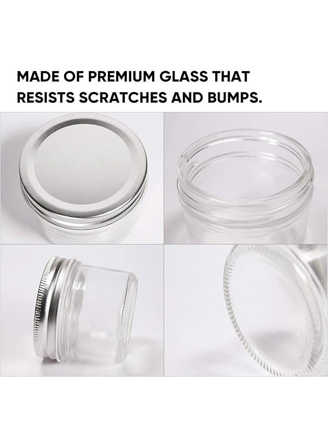 فوفو برطمانات زجاجية بغطاء سعة 4 أونصة، برطمانات ماسون صغيرة ذات فوهة واسعة، برطمانات تعليب صغيرة للعسل والمربى والهلام وأطعمة الأطفال وهدايا الزفاف وهدايا الاستحمام وبرطمانات التوابل للمطبخ والمنزل، مجموعة من 12 قطعة - Image 5