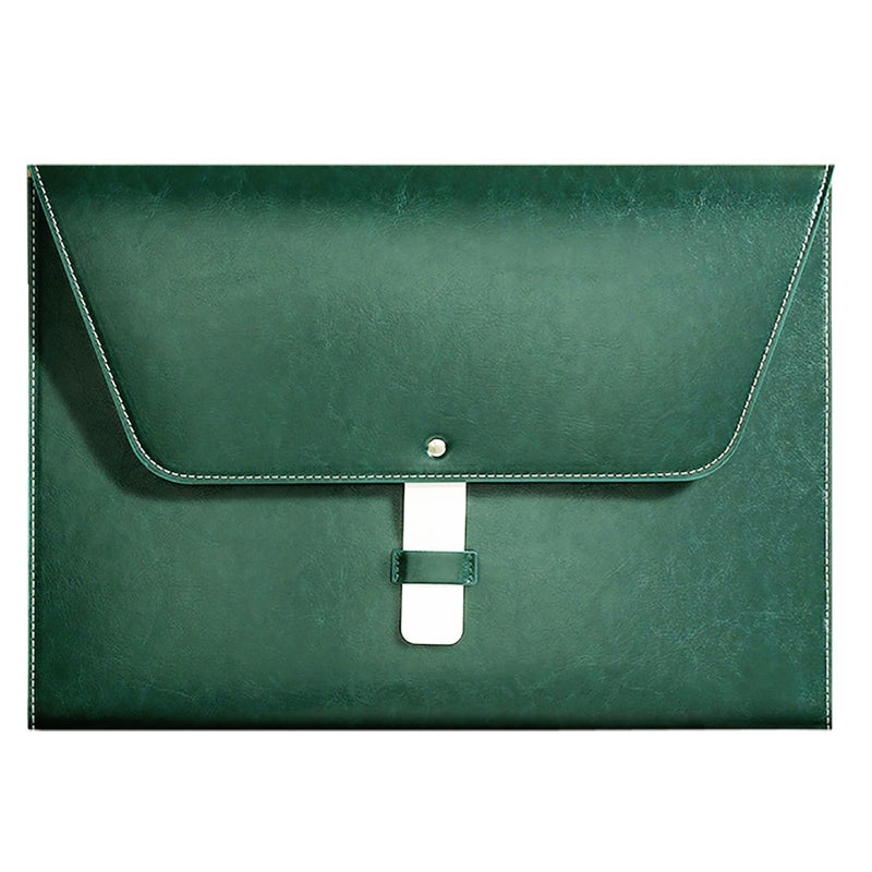 Yufocusqc PU Leather A4 File Folder Large Document Holder Waterproof Envelope Folder Case with Handmade Closure (Green) - Image 1