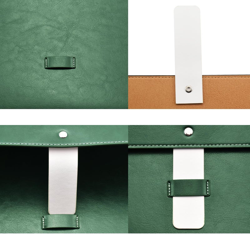 Yufocusqc PU Leather A4 File Folder Large Document Holder Waterproof Envelope Folder Case with Handmade Closure (Green) - Image 3