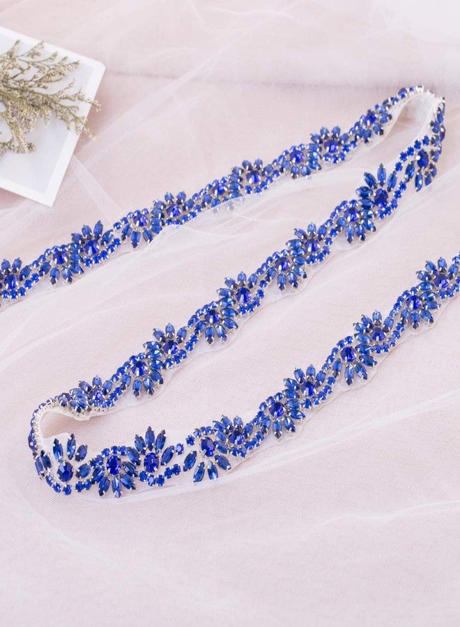 FANGZHIDI Rhinestone Applique for Wedding Dress Belt Embellishment-Blue - Image 5