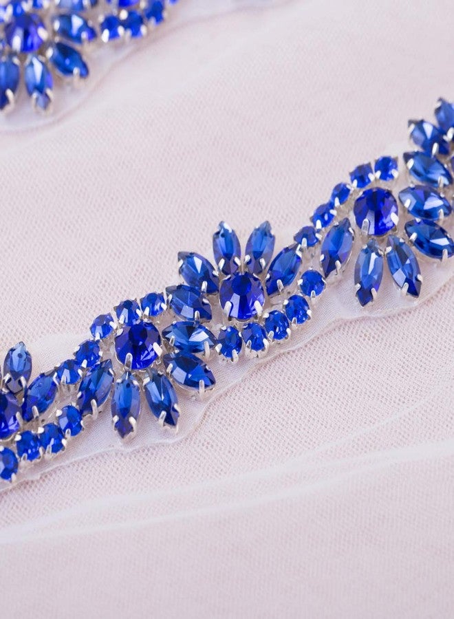 FANGZHIDI Rhinestone Applique for Wedding Dress Belt Embellishment-Blue - Image 3