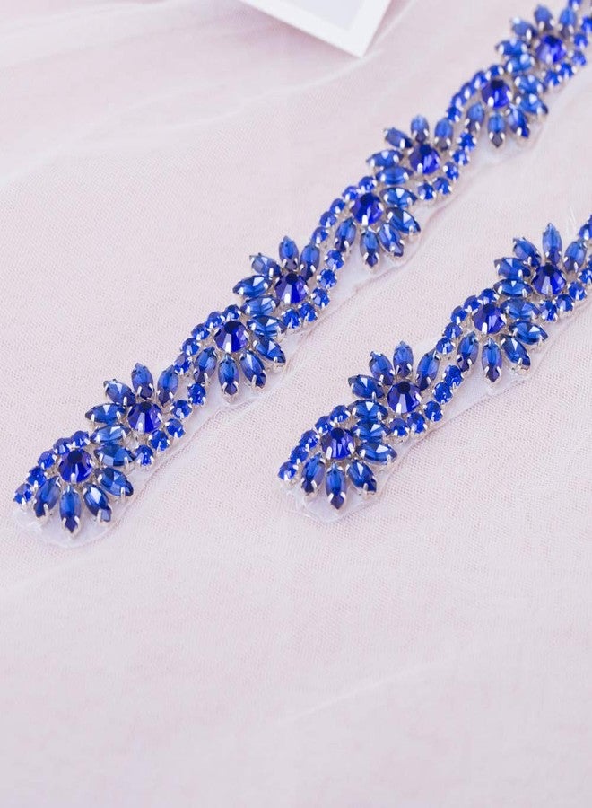 FANGZHIDI Rhinestone Applique for Wedding Dress Belt Embellishment-Blue - Image 4