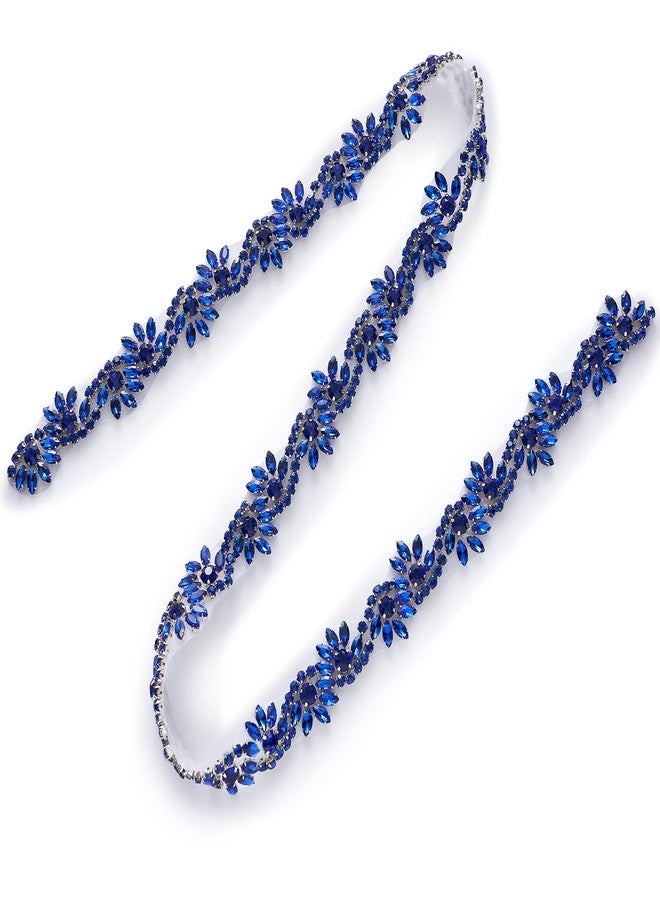 FANGZHIDI Rhinestone Applique for Wedding Dress Belt Embellishment-Blue - Image 1