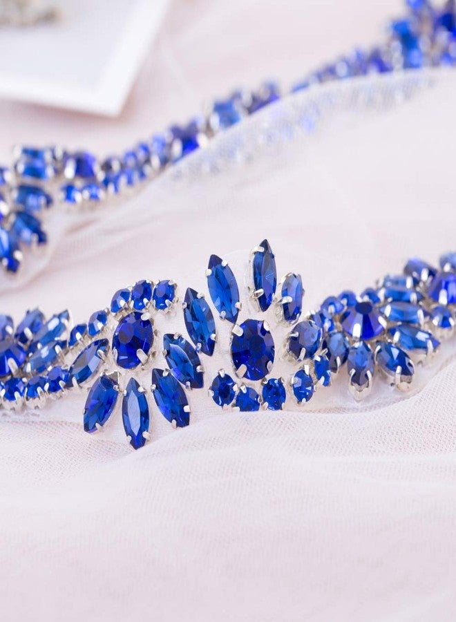 FANGZHIDI Rhinestone Applique for Wedding Dress Belt Embellishment-Blue - Image 2