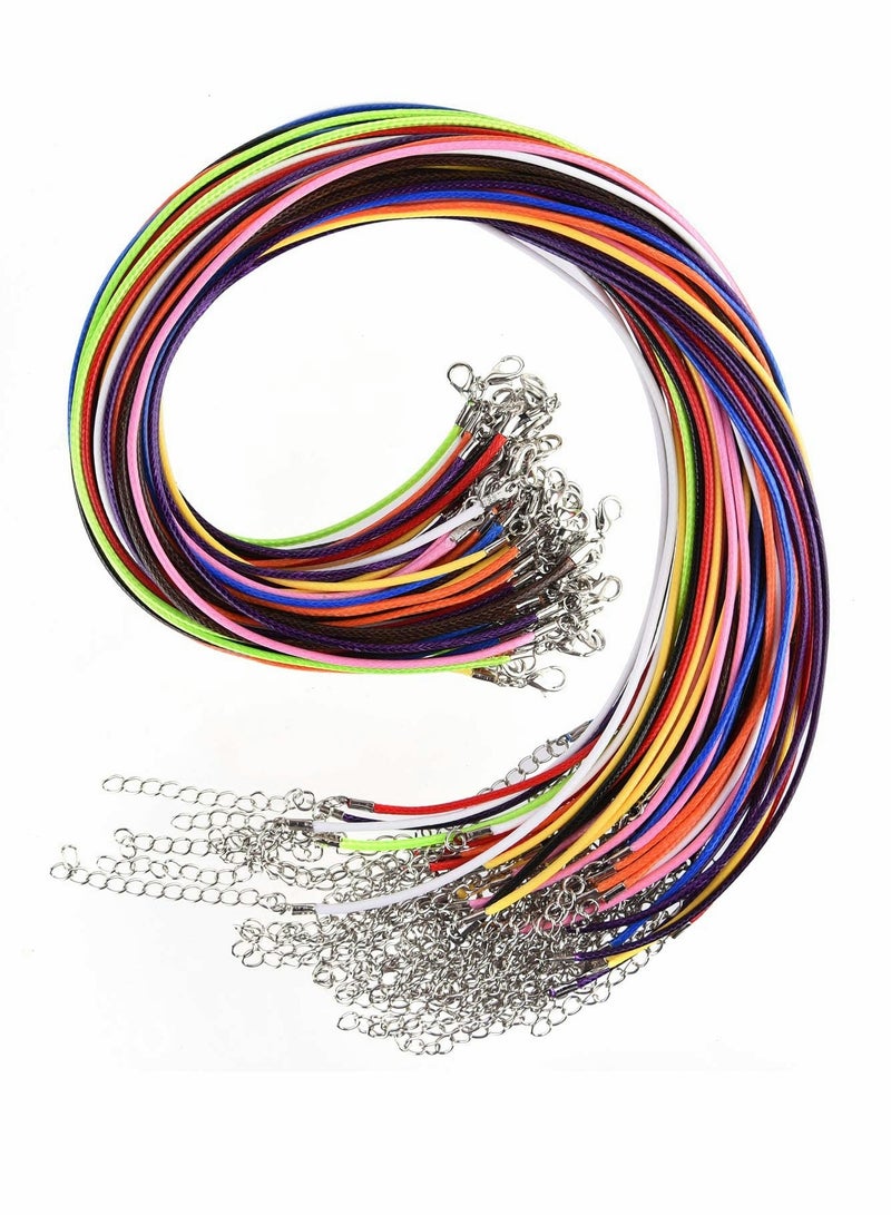 Excefore Necklace Cord, 30 Pcs Waxed Cotton Necklace Cord with Clasp - Image 1