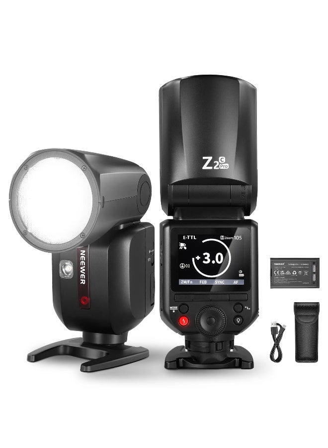 Neewer TTL High-Speed Hot Shoe Camera Flash for Canon – 76Ws On-Camera Speedlite with 2.4G Wireless, 1/8000s HSS, 330° Rotation, LED Modeling Light & Rechargeable Lithium Battery  - Image 1