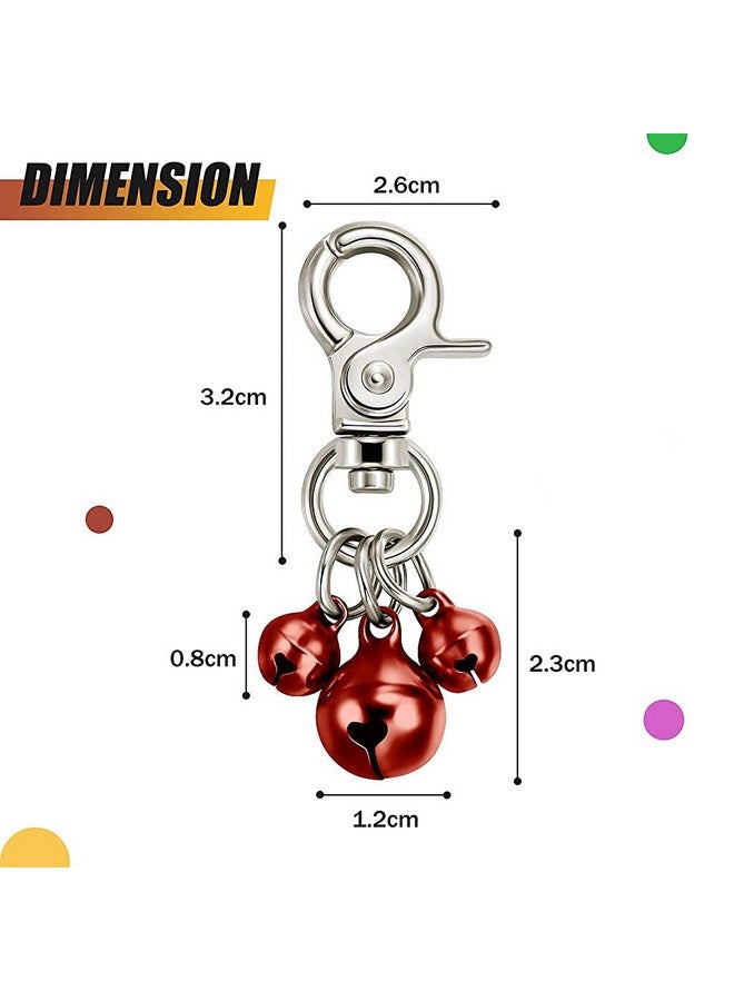 Qpets® 4 Pieces Pet Bells for Collars Loud Dog Bells Key Rings Dog Bell Collar Charm Dog Triple Bell Pendant for Dogs Cat Collar Decoration and Training - Image 2