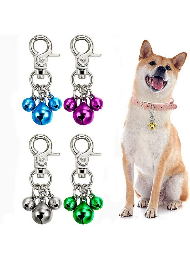 Qpets® 4 Pieces Pet Bells for Collars Loud Dog Bells Key Rings Dog Bell Collar Charm Dog Triple Bell Pendant for Dogs Cat Collar Decoration and Training - Image 1