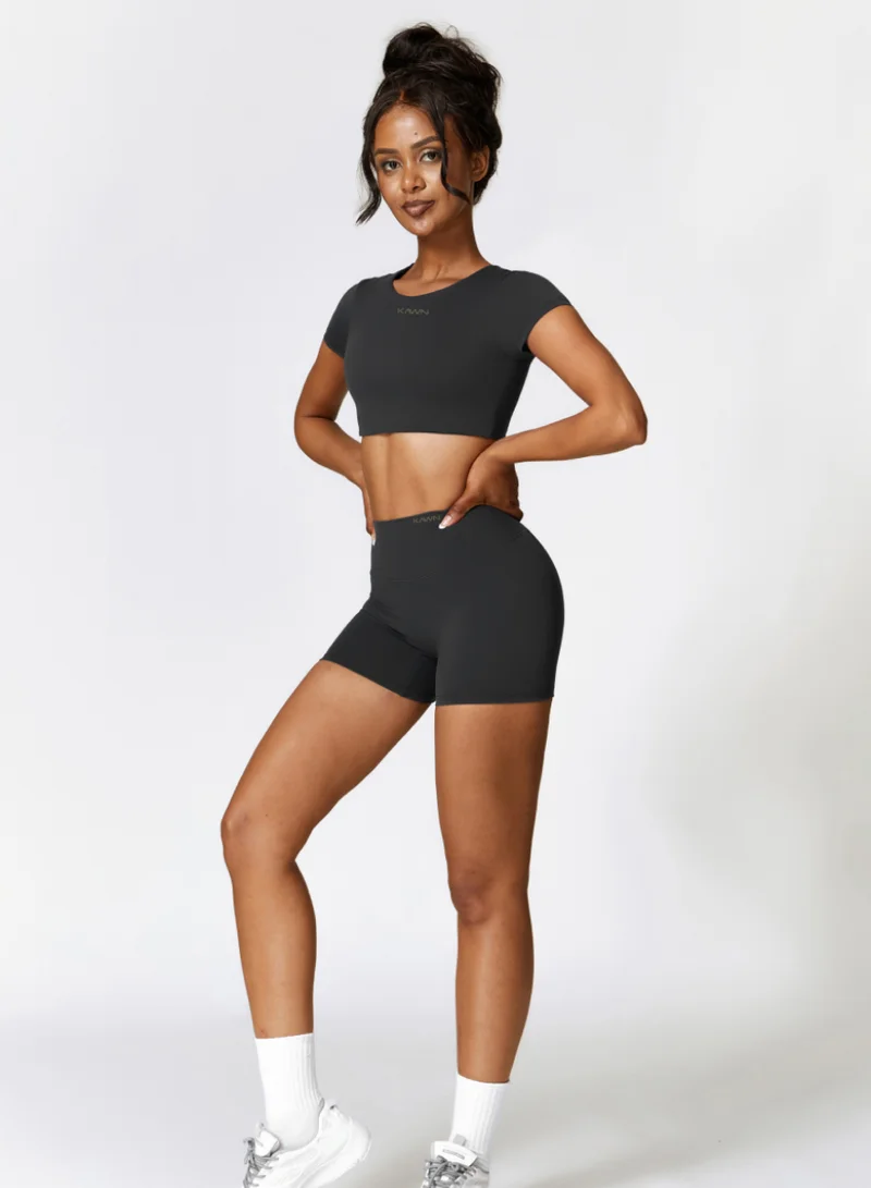 Womens Mid Waist Contour Workout Sport Yoga Shorts