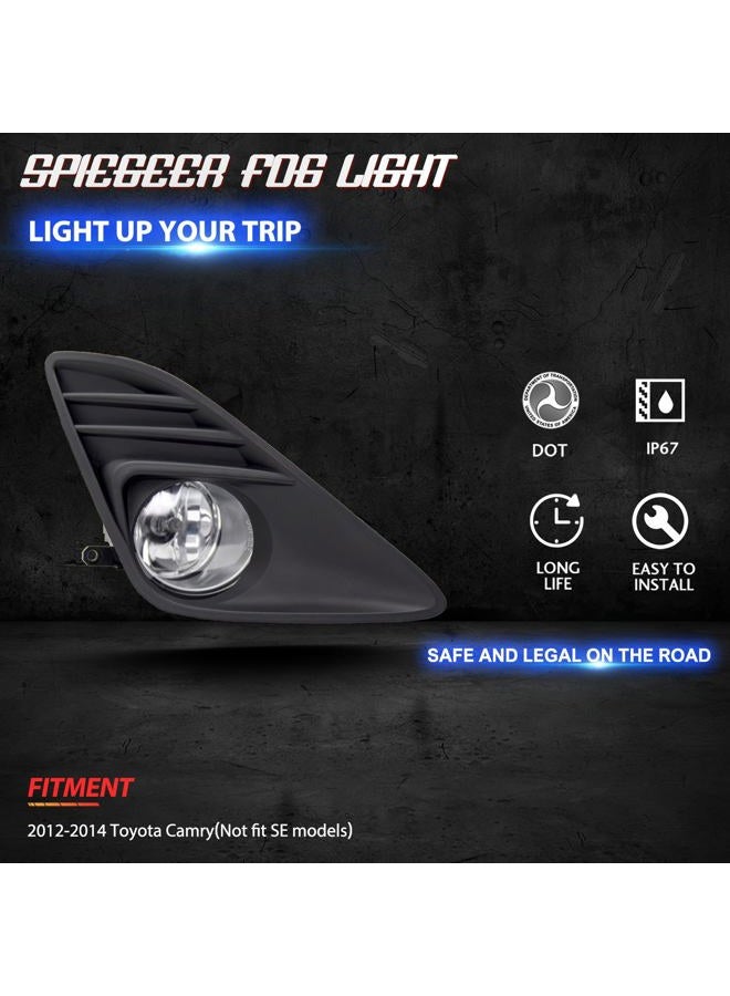 SPIEGEER Fog Lights for 2012 2013 2014 Toyota Camry Assembly Replacement Kit with Wiring And Switch H11 12V 55W Halogen Bulbs(Clear Lens) - Image 3