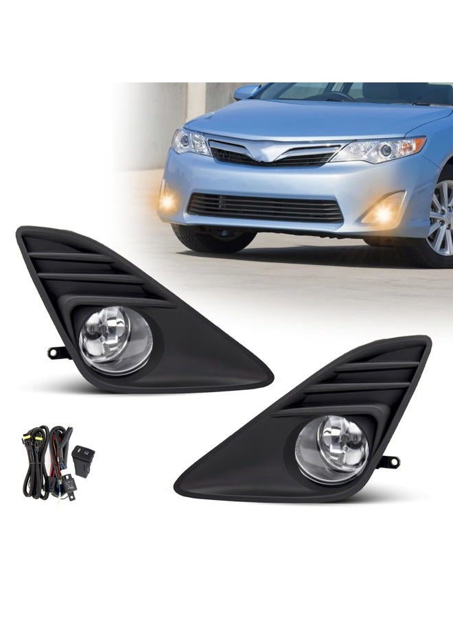 SPIEGEER Fog Lights for 2012 2013 2014 Toyota Camry Assembly Replacement Kit with Wiring And Switch H11 12V 55W Halogen Bulbs(Clear Lens) - Image 1