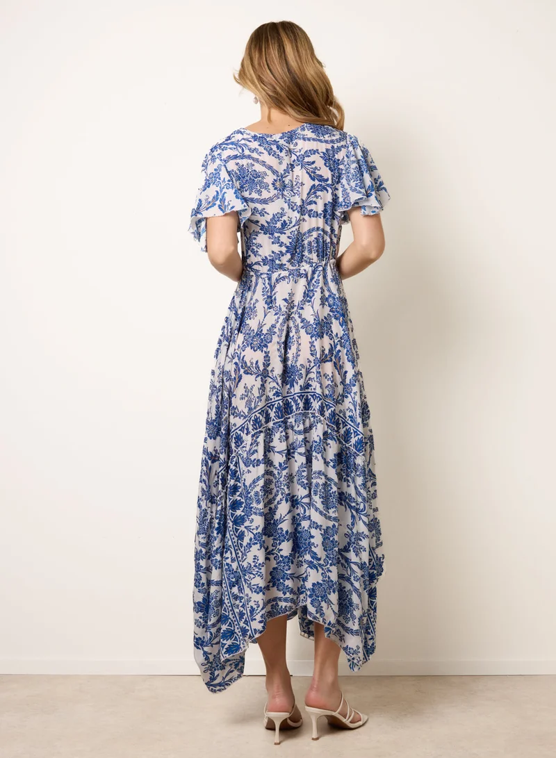 بلو فانيلا Asymmetric Hem Wrap Dress