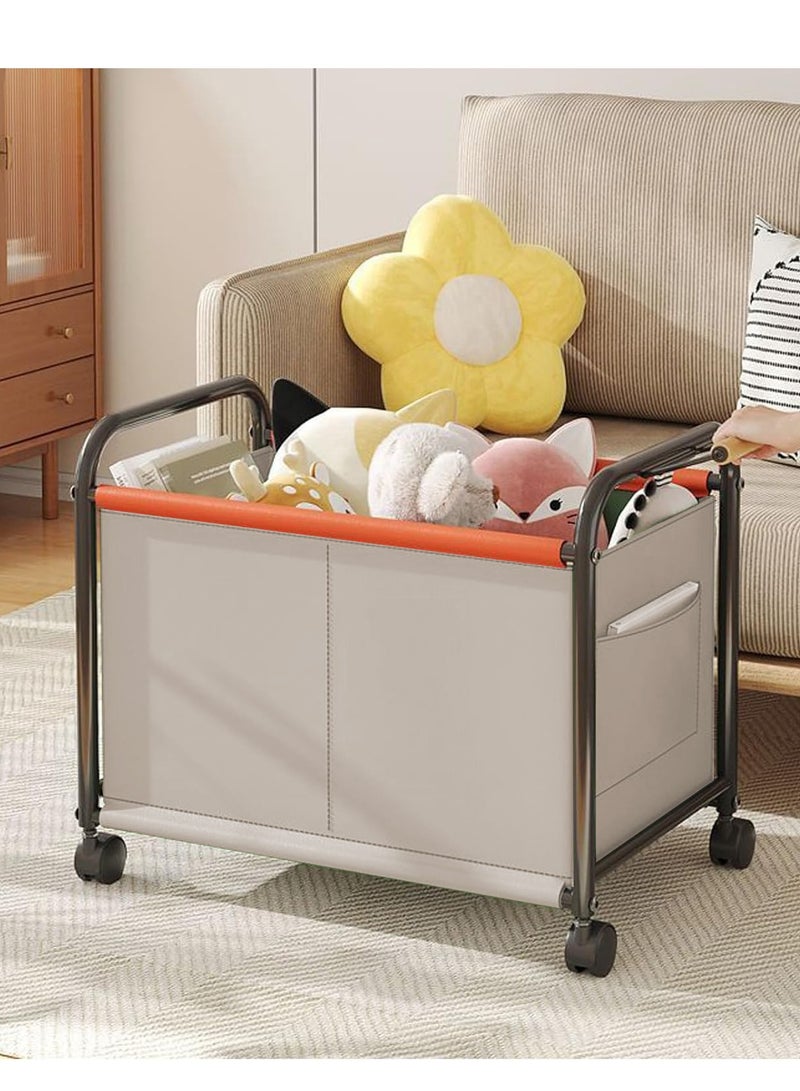XiuWoo Large Space Metal Home Storage Cart, Toy Storage Box, Chest Storage Container, Laundry Basket, Cloth Organizer Bins with 360° Wheels, Handles for Home, Office - Image 1