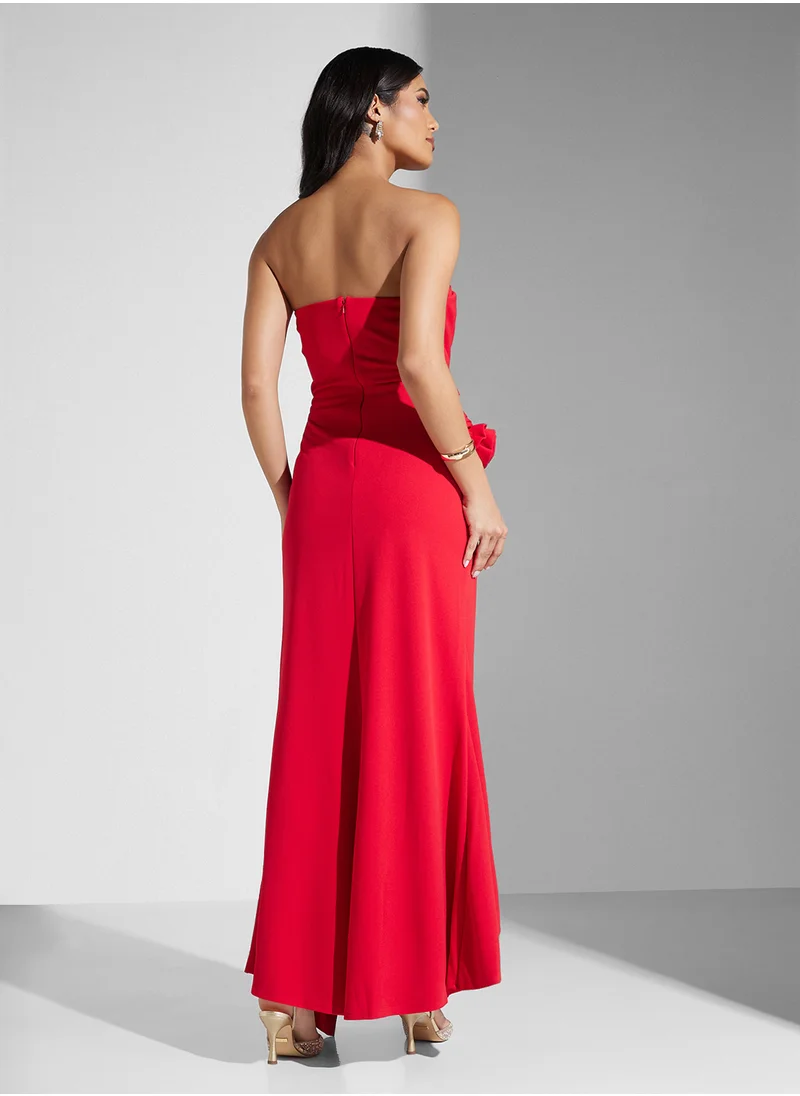 Namshi x Strapless Draped Wrap Dress