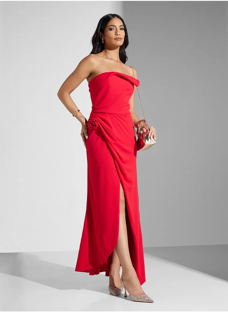 Namshi x Strapless Draped Wrap Dress