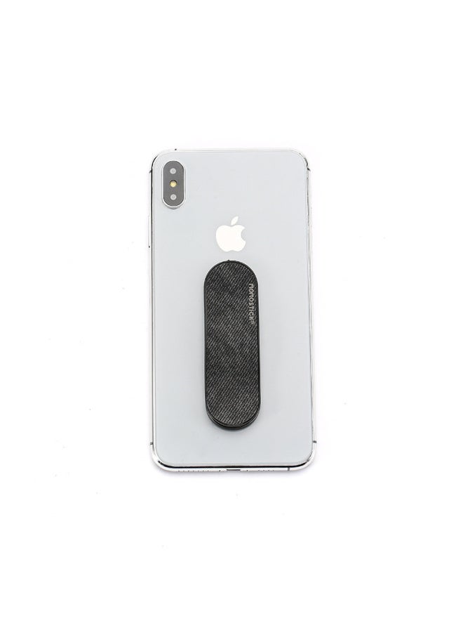 Generic Momostick Patent Push-Pull Mobile Phone Ring Buckle Stand Back Sticker Desktop Retro PU Faux Denim Leather-Color:Black  - Image 4