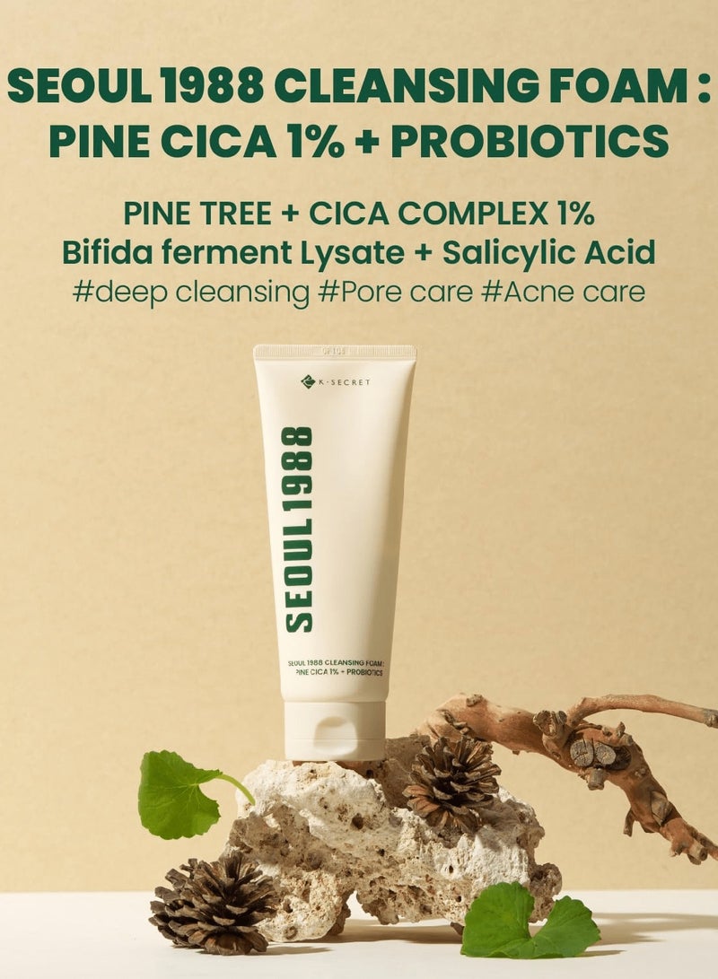 K-SECRET Seoul 1988 Cleansing Foam : Pine Cica 1% + Probiotics (150ml) - Image 3