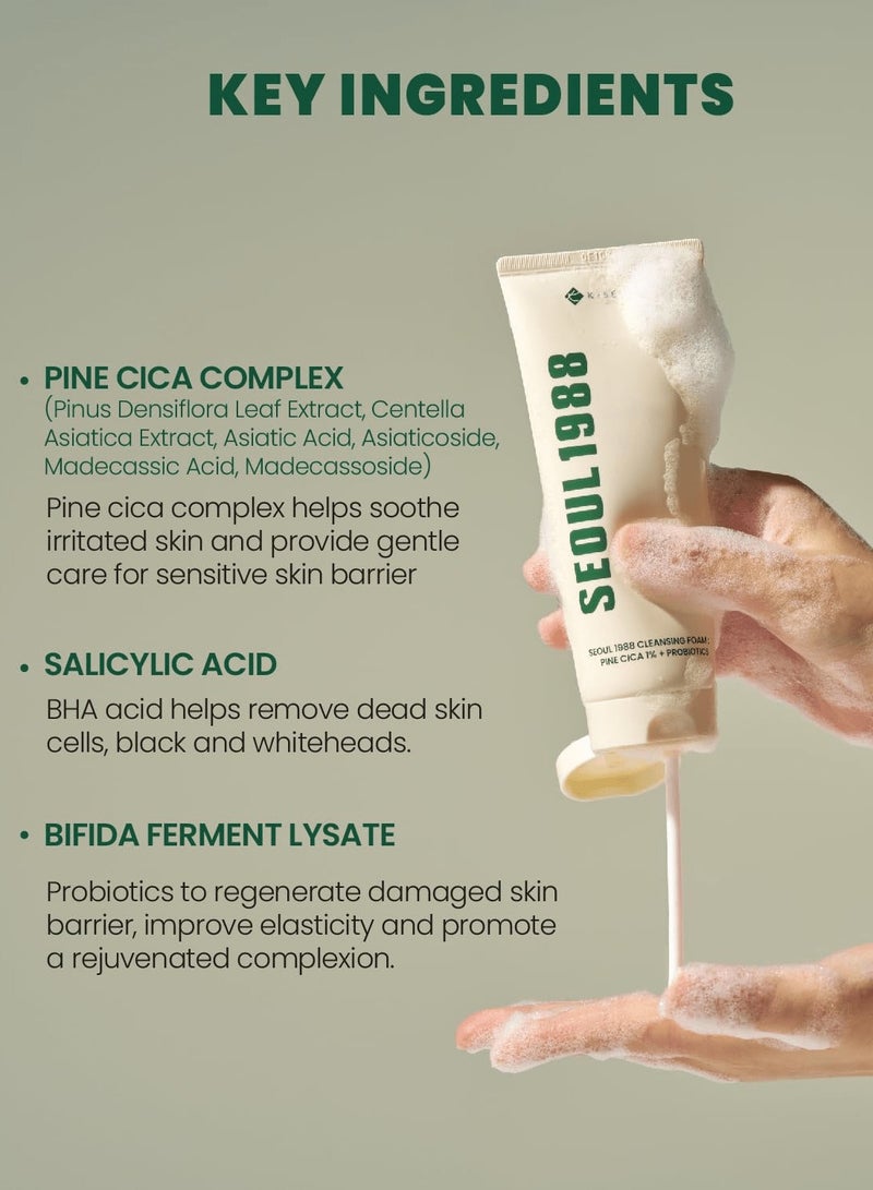 K-SECRET Seoul 1988 Cleansing Foam : Pine Cica 1% + Probiotics (150ml) - Image 5