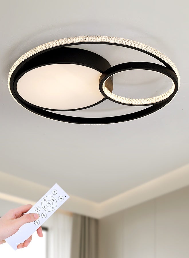 YATAI LIGHTING Modern Round LED Ceiling Light, 60W Dimmable with Remote Control, Black Flush Mount, 3-Color Dimming (3000K-6000K), for Bedroom, Dining, Living Room - Image 1