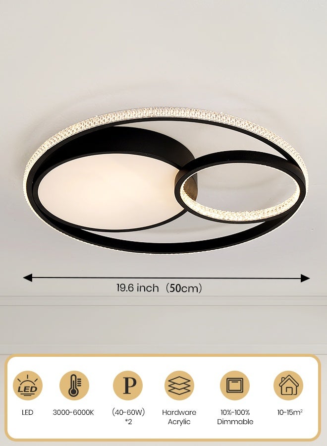 YATAI LIGHTING Modern Round LED Ceiling Light, 60W Dimmable with Remote Control, Black Flush Mount, 3-Color Dimming (3000K-6000K), for Bedroom, Dining, Living Room - Image 3
