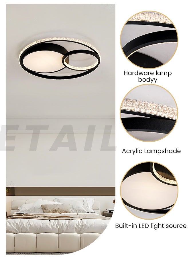 YATAI LIGHTING Modern Round LED Ceiling Light, 60W Dimmable with Remote Control, Black Flush Mount, 3-Color Dimming (3000K-6000K), for Bedroom, Dining, Living Room - Image 4