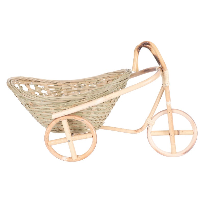 Woven Rattan Tricycle Basket Kitchen Fruit Vegetable Organizer Home Decor Centerpiece - Image 2