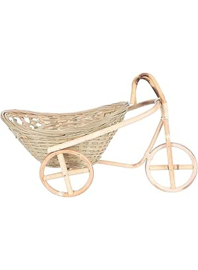 Woven Rattan Tricycle Basket Kitchen Fruit Vegetable Organizer Home Decor Centerpiece - Image 1