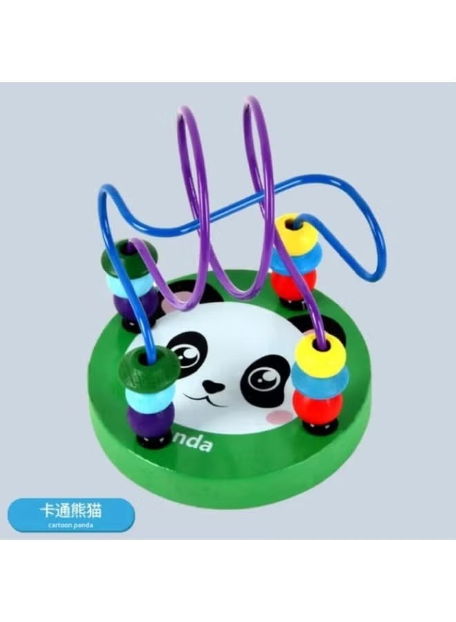 A small, colorful, one-piece wooden toy for children; a bead and wire maze game. - Image 1