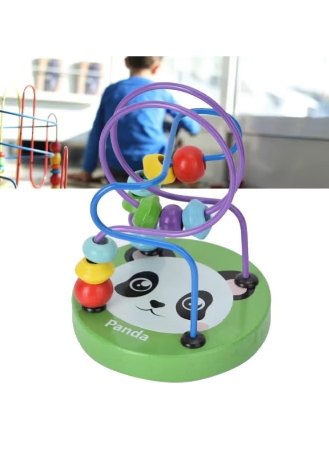 A small, colorful, one-piece wooden toy for children; a bead and wire maze game. - Image 2