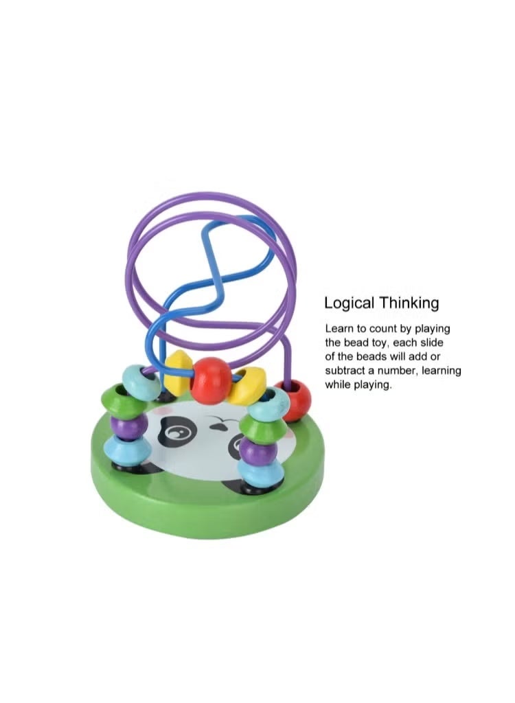 A small, colorful, one-piece wooden toy for children; a bead and wire maze game. - Image 5