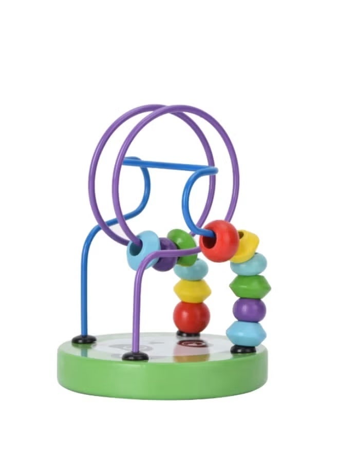 A small, colorful, one-piece wooden toy for children; a bead and wire maze game. - Image 4