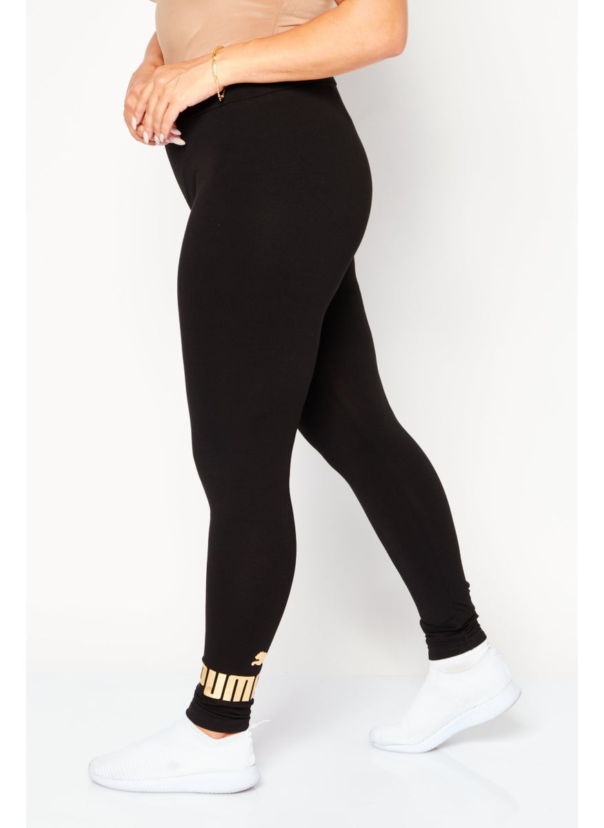 PUMA Women Sportswear Fit Training Tights, Black/Gold  - Image 2