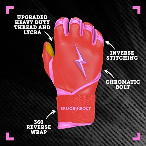 BRUCE BOLT Signature Series Long Cuff Batting Gloves Harrison Bader Edition Bader Pink Large - Image 3