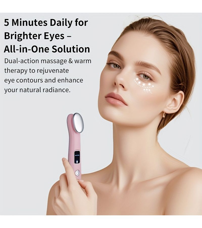 Pink Multi Functional Eye Beauty Massager With Warmth Vibration - Image 2
