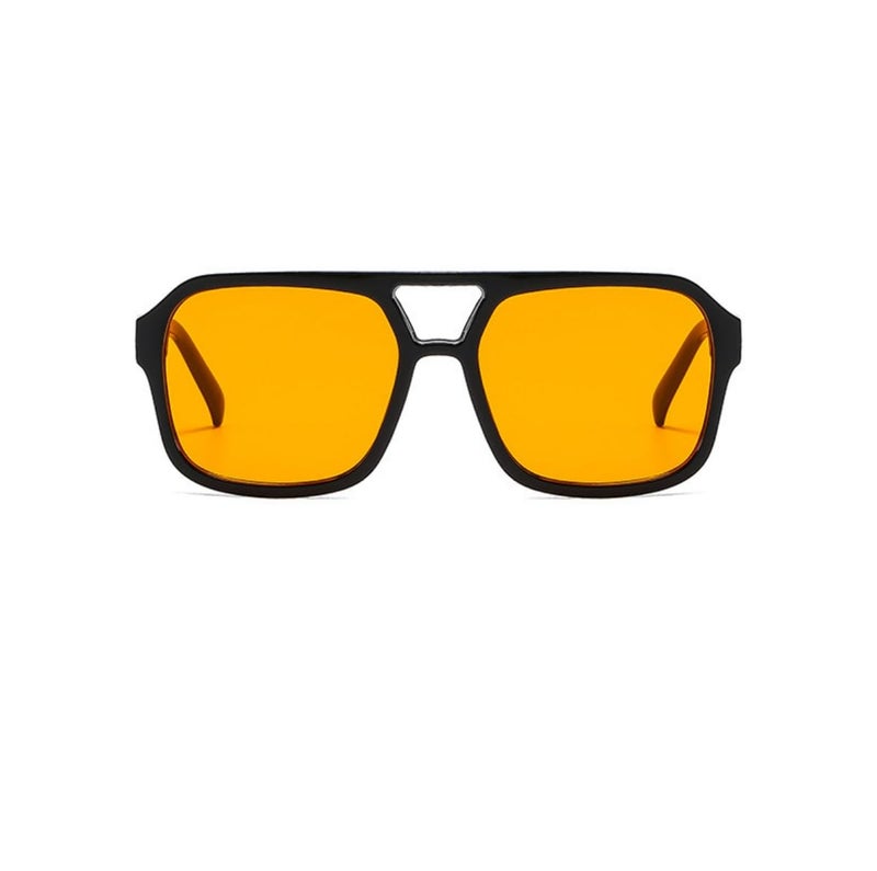 IKUVNA Retro 70s Square Aviator Sunglasses Women Men Vintage Rectangle Sunglasses Flat Frame Trendy Shades (Orange) - Image 2