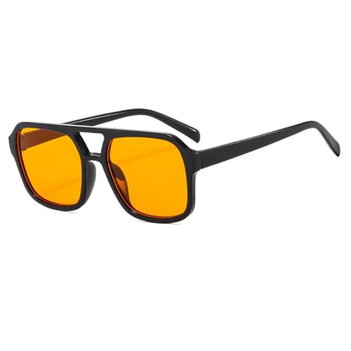 IKUVNA Retro 70s Square Aviator Sunglasses Women Men Vintage Rectangle Sunglasses Flat Frame Trendy Shades (Orange) - Image 1