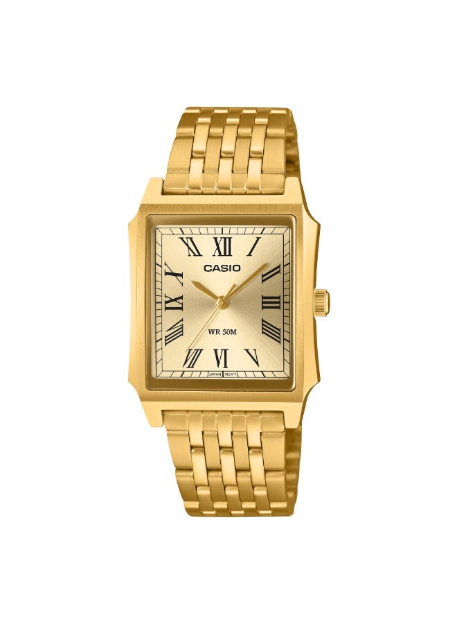 Casio MTP-B190G-9BVDF Men's Slim Analog Watch – Champagne Dial, Gold-Tone Stainless Steel Bracelet,50M Water Resistant, Mineral Crystal, Quartz Movement