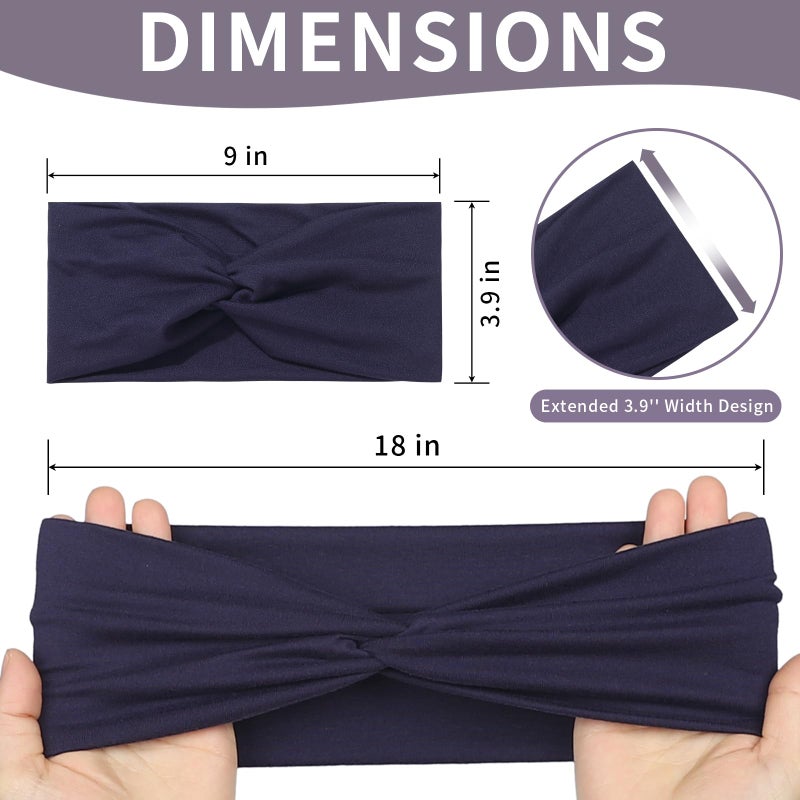 Panleding 12 Pcs Stretchy Headbands for Women, Absorbed Sport Headband Soft Twist Knotted Hairbands for Daily Life Yoga Workout(Black/Dark blue/Brown/Grey) - Image 2