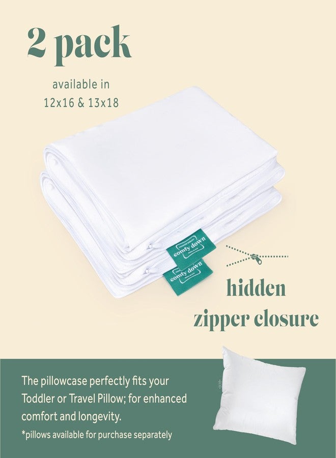 ComfyDown Pillowcase for Toddler & Travel Pillows - 2 Pack - Breathable, 100% Cotton, 400-Thread Count, Zipper Closure - Made in USA - 13"x18" - Image 4