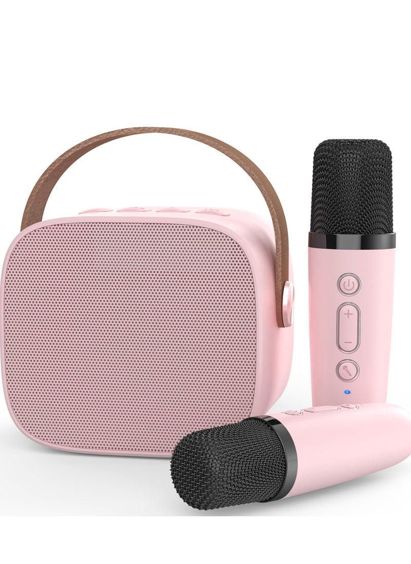 ZERIFAM ZERIFAM Kids Bluetooth Microphone - Karaoke Microphone, Portable Bluetooth Speaker With 2 Wireless Microphones, Suitable For Adults And Children, Outdoor And Home Use With Two Microphones. (Pink)  - Image 1