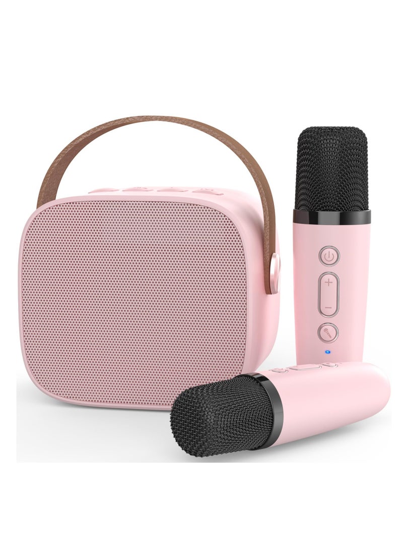 ZERIFAM ZERIFAM Kids Bluetooth Microphone - Karaoke Microphone, Portable Bluetooth Speaker With 2 Wireless Microphones, Suitable For Adults And Children, Outdoor And Home Use With Two Microphones. (Pink)  - Image 4
