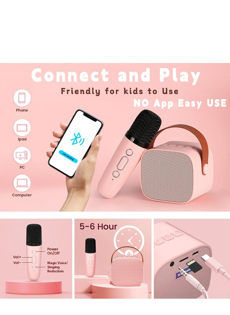 ZERIFAM ZERIFAM Kids Bluetooth Microphone - Karaoke Microphone, Portable Bluetooth Speaker With 2 Wireless Microphones, Suitable For Adults And Children, Outdoor And Home Use With Two Microphones. (Pink)  - Image 5