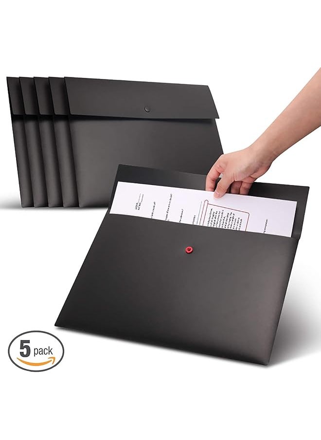 Envelopes Folders 5 Pcs A4 File Folders Plastic Envelopes Folders For Paperwork Wallets Document Organizer With Snap Button Closure Document Stationery Tools Organization Black - pzsku/Z6BCE1086952DF2E03D25Z/45/_/1740916423/fdb1cac2-e6f7-4f09-9a24-24b74e8ae5b6