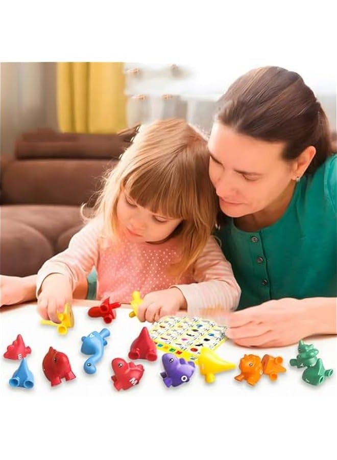 Matching Dinos Toys - 26 Pieces, Counting  Sorting Toy, Shape  Colour Sorting, Letters Dinos Toys, ducational Learning Toys for 18 Months - 3 Years Old Toddlers Boys Girls - Image 3