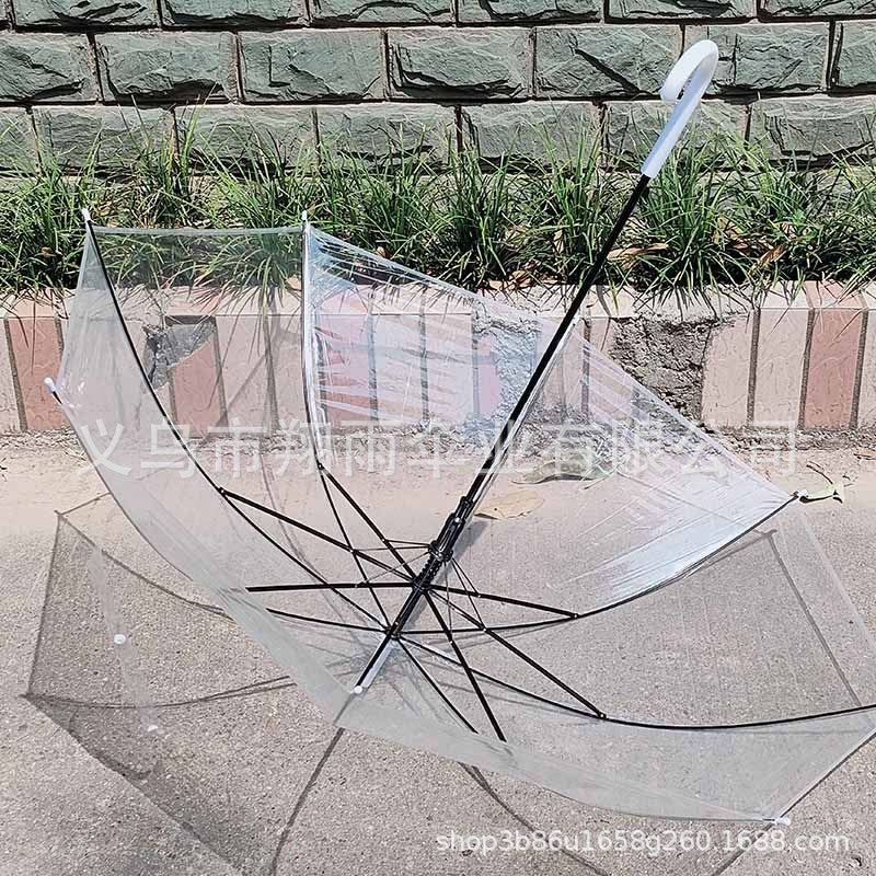 Stock Available White Color Eco-Friendly Automatic Rain Umbrella Disposable Creative Internet Celebrity Umbrella Street Stall Clear 