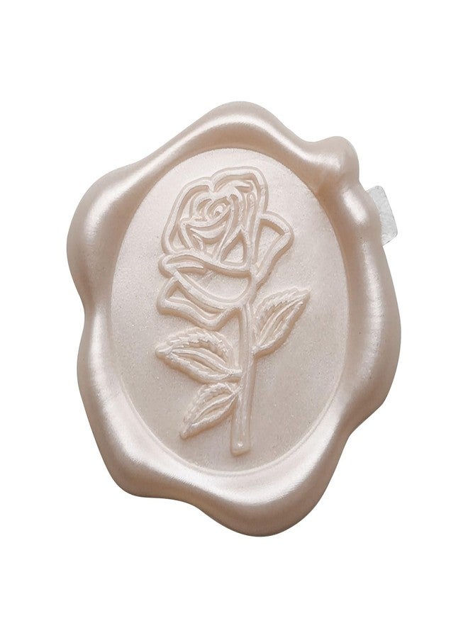 Pilloze Wax Seal Stickers - 3D Champagne Rose Wedding Invitation Envelope Botanical Seal Stickers, 50 Pcs Self- Adhesive Stickers, Perfect for Wedding Invitation, Christmas, Gift Wrapping, Baby Shower - Image 1