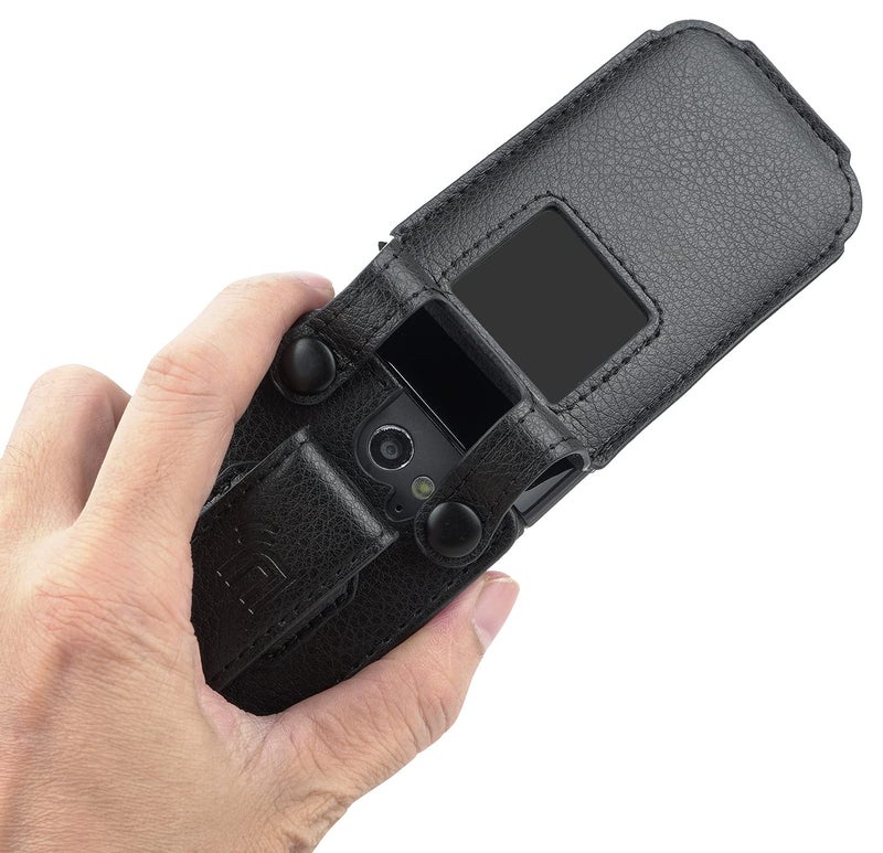 Nakedcellphone حافظة لهاتف نوكيا 2720 V فليب، نيكيدسيلفون [جلد نباتي أسود] غلاف ملائم مع [حماية شاشة مدمجة] و[مشبك حزام معدني] - Image 3